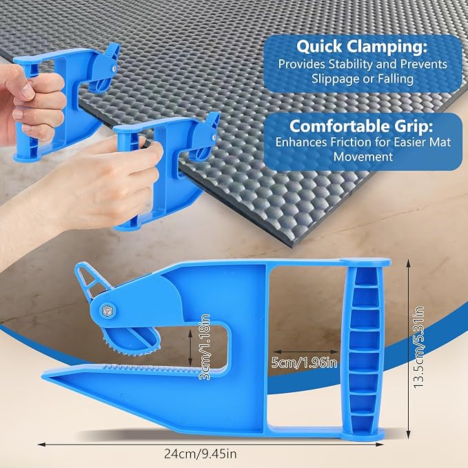 2 Piece Mat Movers Set, Heavy Duty Rubber Mat Grippers for Horse Stalls, Gym, Barn, Trailer, Stall Mat Handlers with Strong Handle and Plastic Teeth, Effortless Mat Puller for Tack Room, Barn-PurrikoPets