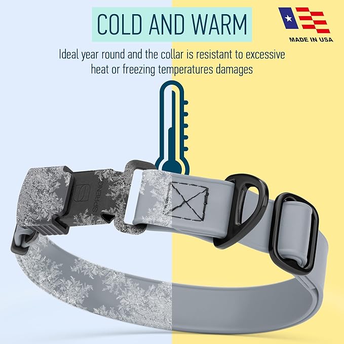 Dogline Biothane Waterproof Dog Collar with Herm Sprenger Stainless Steel Quick Release Buckle – Heavy Duty Tactical Durable Collar for Dogs – Comfortable and Safe Pet Collar, W 3/4" L 12-19", Gray-PurrikoPets