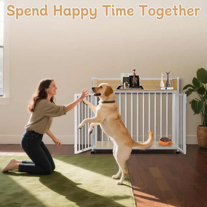 42inch Dog Crate Furniture, Medium Dog Kennel Indoor, Decorative Pet House End Table, Wooden Cage Kennel Indoor, Heavy Duty Dogs Crate Furniture for Large and Medium-PurrikoPets