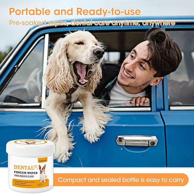 Finger Brushes for Dental Care of Pets, Teeth Cleaning Finger Wipes, Dog Dental Wipes, Reduce Plaque & Tartar, Freshen Breath, Safe & Natural Pet Dental Wipes for Dogs Teeth-PurrikoPets
