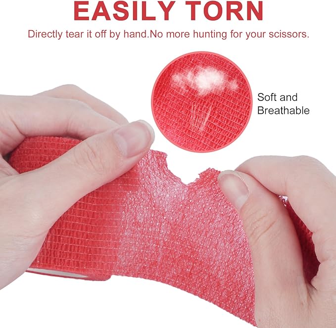 24 Pack Self Adhesive Bandage Wrap 2 Inch, Cohesive Medical Tape for Sports, Elastic Vet Wrap for Athletic, Ankle, Wrist Sprains, Pet First Aid-PurrikoPets