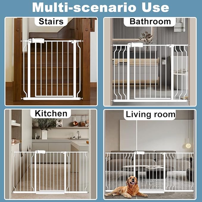 Extra Wide Long Baby Gates 62-67 Inch Stairs Doorways Pet Dog gate Indoor Outdoor Pressure Mount No Drill Walk Through Safety Child Gate-PurrikoPets