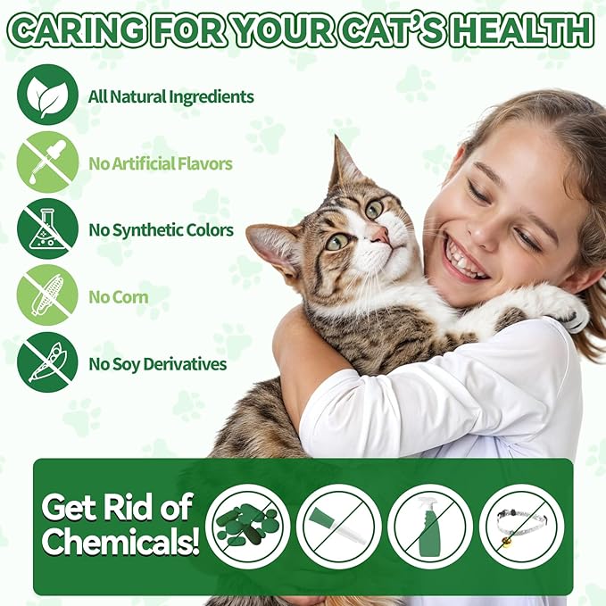 Flea & Tick Support for Cats – Natural Herbal Drops with Multivitamin – Fleas and Ticks Comfort Formula for Cat All Breeds & Ages – Bacon Flavor-PurrikoPets