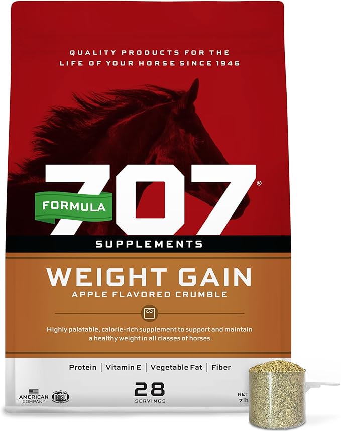 Formula 707 Weight Gain Crumble Equine Supplement, 7 lb Bag – Palatable, Calorie-Rich Nutritional Support for Hard-to-Keep and Senior Horses-PurrikoPets