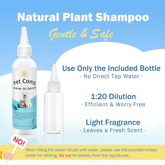 4-in-1 Pet Grooming Steam Brush for Cats & Dogs – Steam Spray, Blue Light, Hair Removal, Self-Cleaning Comb – Includes Pet Waterless Shampoo-PurrikoPets