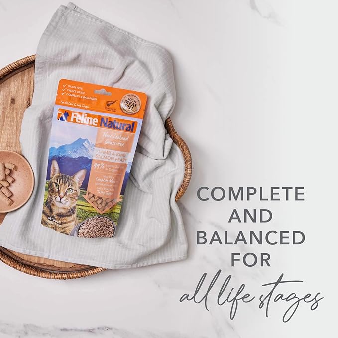 Feline Natural High Protein Dry Cat Food, Freeze-Dried Diet with 98% Meat, Organs & Seafood, No Peas, Grains, or Artificial Additives, Made in New Zealand, Chicken & Lamb, 11oz-PurrikoPets