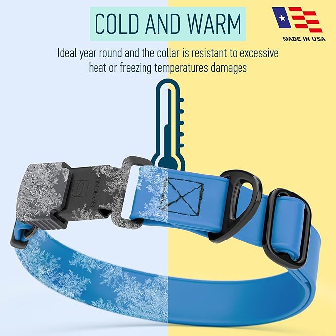 Dogline Biothane Waterproof Dog Collar with Herm Sprenger Black Stainless Steel Quick Release Buckle – Heavy Duty Tactical Durable Collar for Dogs – Comfortable and Safe Pet Collar W 1" L 15-25" Blue-PurrikoPets