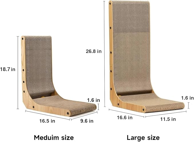 FUKUMARU Cat Scratcher, 18.7 Inch L Shape Cat Scratch Pad Wall Mounted, Cat Scratching Cardboard with Ball Toy for Indoor Cats-PurrikoPets