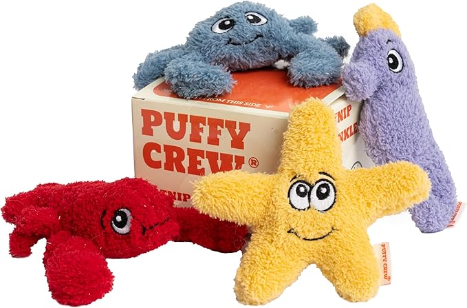 4 Pack Interactive Catnip Cat Plush Toy, Ocean Theme Set, 5'', for All Breed Size Cats (4 in 1)-PurrikoPets