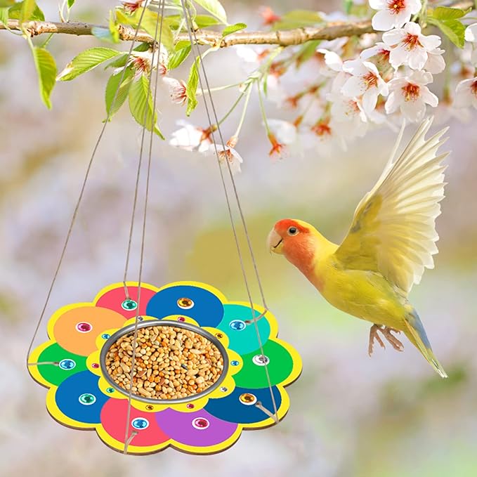 Fennoral 4 Pack Bird Feeder Kits for Kids Make Your Own Bird Feeders Wooden Arts and Crafts for Kids Ornaments DIY to Paint Bird Feeders Craft for Spring Winter Garden Outdoor Activities Project-PurrikoPets