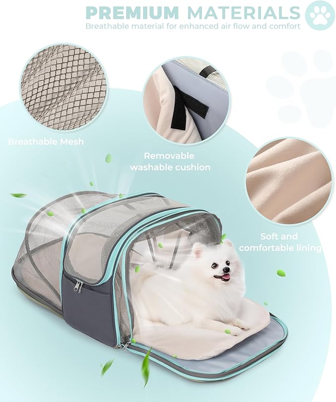 Expandable Pet Carrier Backpack, Cat Carrier Backpacks with Breathable Mesh for Cats Small Dogs Puppies Up to 25 Lbs Airline Approved Waterproof Travel Carrier with Safety Buckle for Hiking & Flights-PurrikoPets