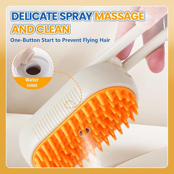 4 in 1 Cat Steam Brush for Shedding, Rechargeable Steam Pet Brush for Dog and Cat, Anti-Static, Massage, Cleaning, Shedding & Combing All In One!(Brown)-PurrikoPets