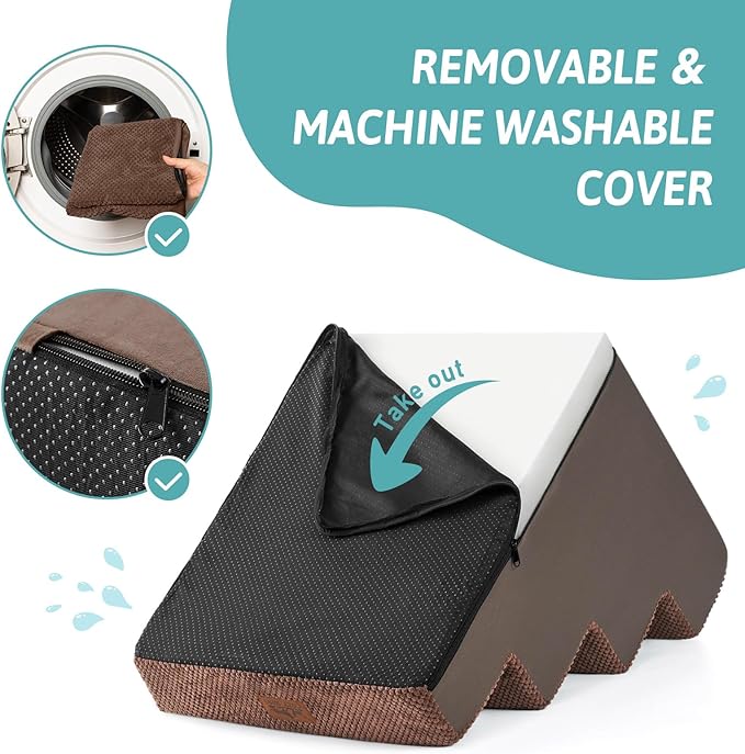 Dog Stairs for Small Dogs, 4 Tier Wider Pet Stairs for Couch and Beds, 17.7" H Non-Slip Dog Steps for Old Cats, Puppy, Small Medium Dogs, 17.7x23.6x17.7 inch, Brown-PurrikoPets