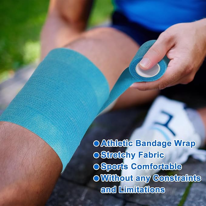 24 Pack Self Adhesive Bandage Wrap, 4” x 5 Yards Elastic Cohesive Bandage Wrap Self Adherent Medical Tape for Sports, Ankle, Wrist Sprains, Pet First Aid, Vet Wrap-PurrikoPets