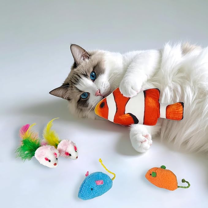 21-Piece Cat Toys Set, Interactive Tunnel, Balls, Mice, Feather Wands, Catnip Toys(Black Tunnel)-PurrikoPets