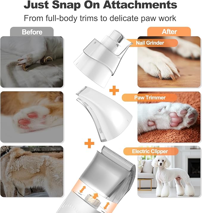 Afloia 6-in-1 Dog Grooming Kit, Pet Grooming Vacuum for Shedding, Dog Hair Vacuum with Clipper Nail Trimmer Grinder, Pet Brush Groomer at Home, Low Noise Cats Hair Remover, 1.5L Dust Cup, White-PurrikoPets