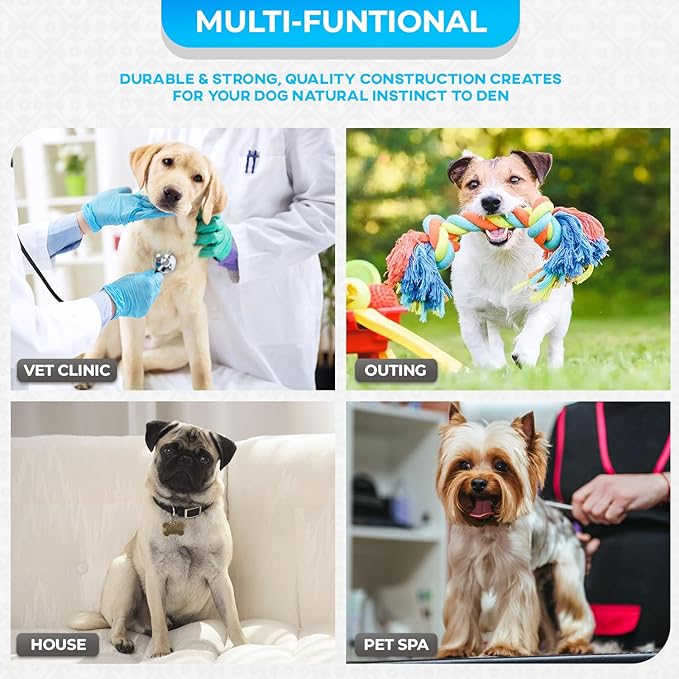 FDW Dog Crate for Medium Dogs 30 Inch Folding Metal WirePet Cage Double Door W/Divider Panel Indoor Outdoor Kennel Leak-Proof Plastic Tray,Blue-PurrikoPets