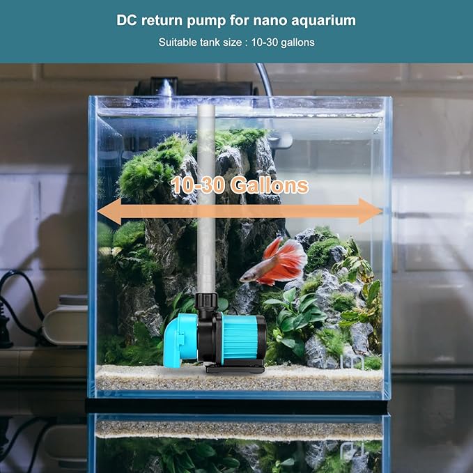 400GPH Aquarium Return pump with LCD display controller, 15W DC 24V aquarium pump for saltwater freshwater aquarium,fish tank,sump,20 speeds ECO Quiet Submersible and inline pump-PurrikoPets