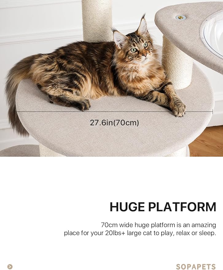 Extra Large Cat Tree for Maine Coon,65 Inches Tall Cat Tree Tower for Indoor Cats Large Adult 20 lbs,XXL Heavy Duty Luxury Sturdy Cat House with Big Hammock,Sisal Scratching Post,Condo-PurrikoPets