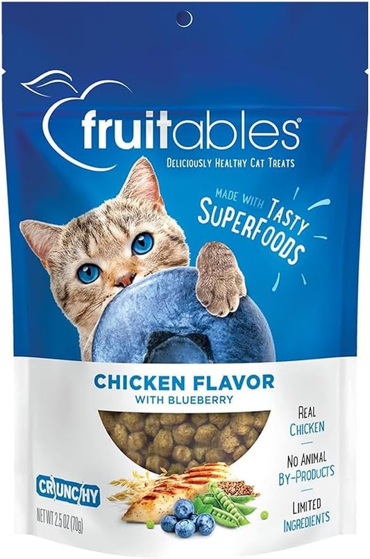 Fruitables Crunchy Low Calorie Treats Packed with Protein For Cats Healthy Free of Wheat, Corn and Soy – Made with Real Chicken with Blueberry – 2.5 Ounces-PurrikoPets