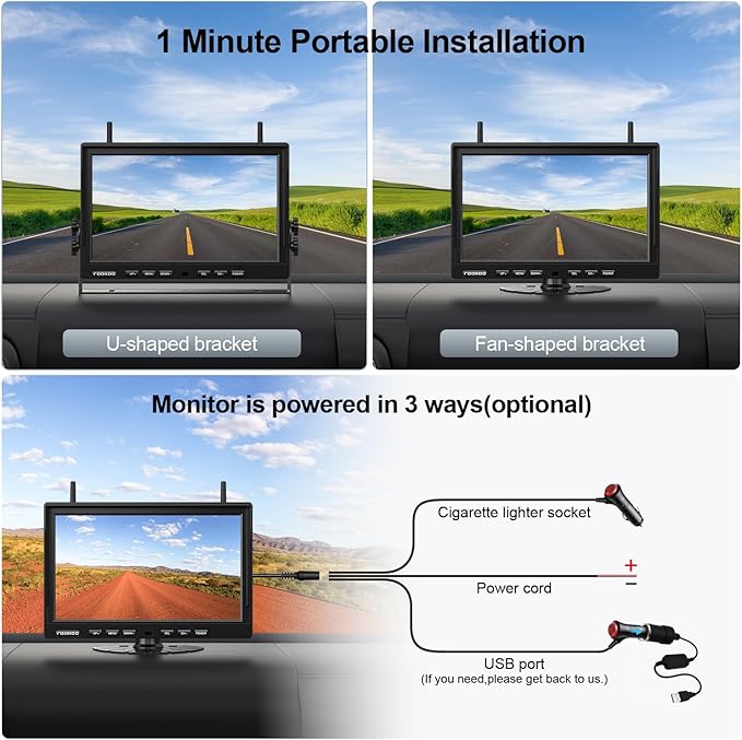 Fookoo 1080P 10" Magnetic Wireless Backup Camera 10" HD Split Screen Monitor,Rechargeable 2 Side View 2 Rear View Cameras,Low Consumption 1-Min DIY Install No Drilling for RV Trailer Truck DCX104-PurrikoPets