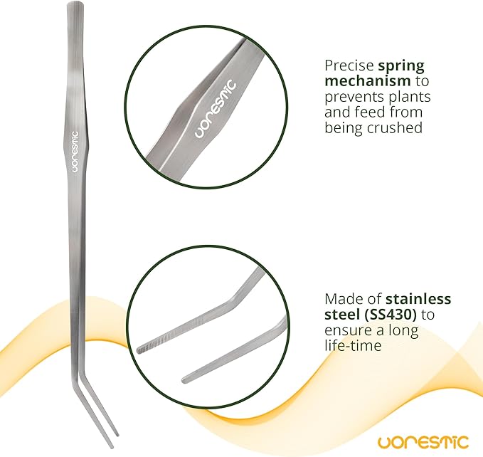 2 Pcs 15 Inch Tweezers, Heavy Duty Reptile Feeding Tongs, Aquarium Tongs, Reptile Tweezers Feeding, Reptile Tongs, Straight and Curved Long Tweezers for Aquarium and Terrarium-PurrikoPets