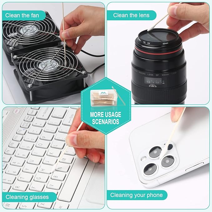 Extra Long Cotton Swabs, 400 Counts, 6-Inch | Lint-Free Tips for Gentle Cleaning of Small Dogs, Guns, Electronics, Makeup, and Crafts | Durable Wooden Sticks with Convenient Storage Box-PurrikoPets