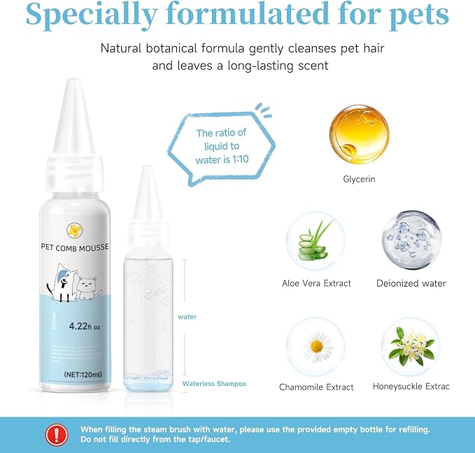 3-in-1 Pet Steam Brush Set for Dogs & Cats, Grooming Comb with Spray, Defur Tool, Water-Assisted Hair Removal, Spritz Brush, Multi-Purpose Kit, Undercoat Rake, Deshedding Brushes, Dematting Brush.-PurrikoPets