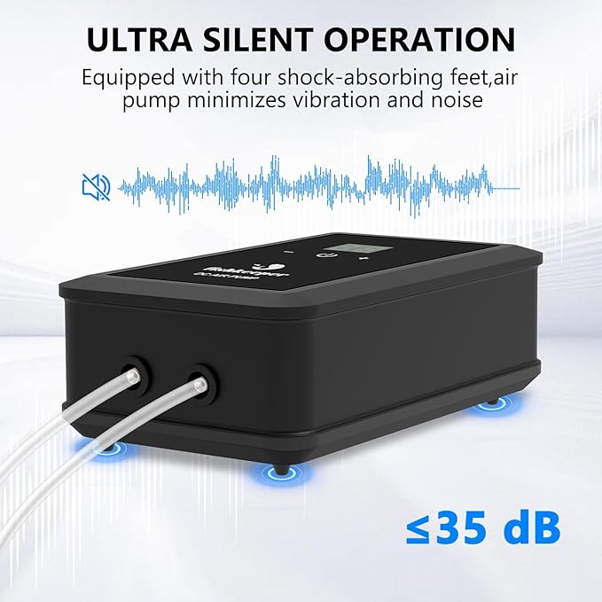 fishkeeper Aquarium Air Pump, 8W 130GPH Dual Outlet Fish Tank Air Pump with Adjustable Airflow Ultra-Quiet Oxygen Aerator Pump with Air Stone Bubbler for 10-120 Gallon Fish Tank-PurrikoPets