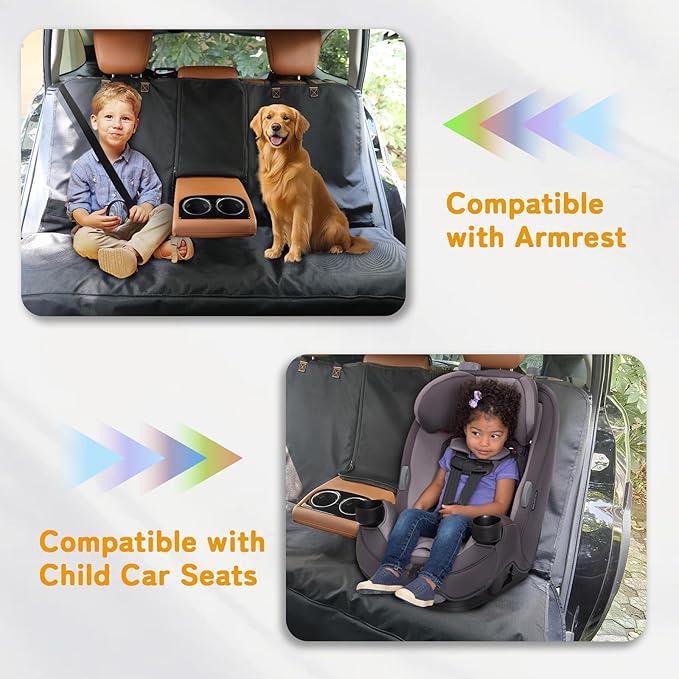 Full-Coverage Dog Seat Cover for Back Seat, 600D Ripstop Dog Hammock for Car,100% Waterproof CarSeat Protector, Suv Cargo Liner for Dogs, Armrest&Child Car Seat Accessible,Install Once,Stay Put-PurrikoPets