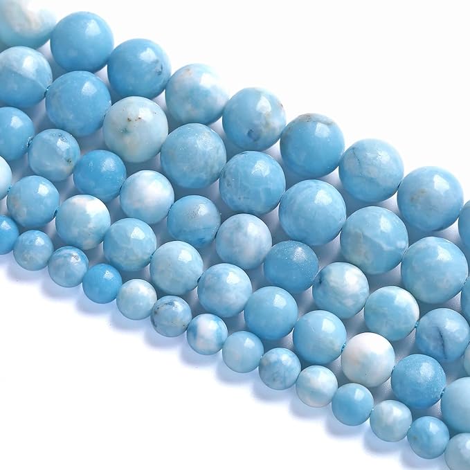 10MM 36PCS Natural Blue Larimar Gemstone Crystal Beads for Jewelry Making DIY Bracelet