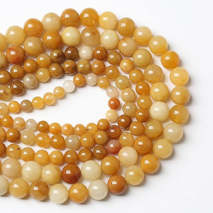 6mm 60pcs Natural Yellow Aventurine Jade Beads Round Loose Beads Energy Crystal Healing Power Gemstone for Jewelry Making DIY Bracelet 15 Inch