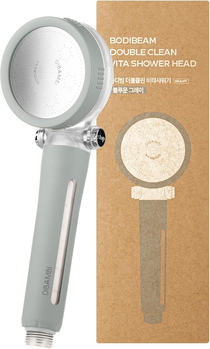 Filtered Handheld Shower Head with Vitamin C & Sediment Filter, High Pressure Water Flow, Water Saving, Reduces Chlorine for Dry Skin & Hair, On/Off Switch, Made in Korea - Bluemoon Gray-PurrikoPets