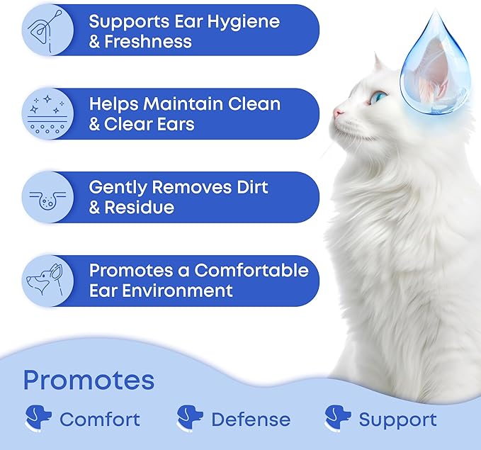 Ear Cleaner Drops & Wash Solution for Cats and Dogs – Gentle Ear Hygiene, Wax Removal & Odor Control for Pets-PurrikoPets