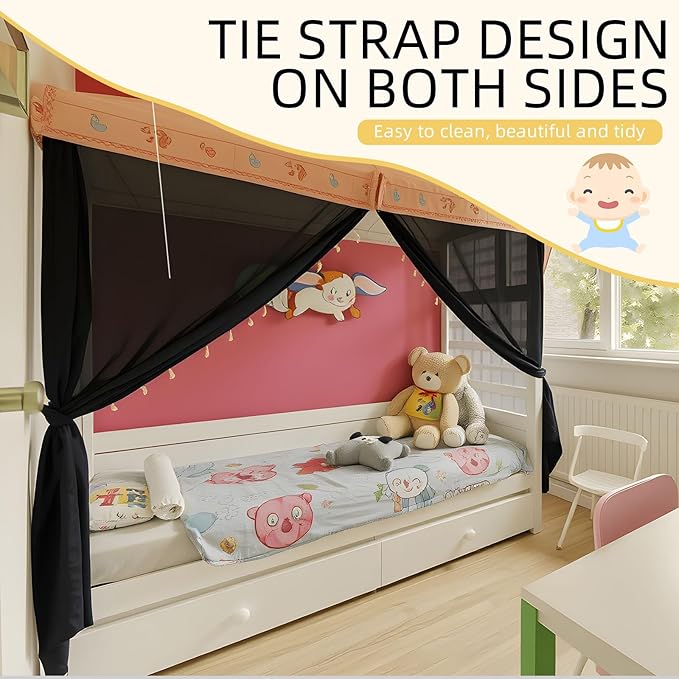 4 Corners Mosquito Net for Mosquiteros para Camas Bed Canopies Netting Bed Drapes Rectangular Mosquito Mesh for Camping Home Outdoor Travel(Black,L79 X W47 X H59 Inch,Opening)-PurrikoPets