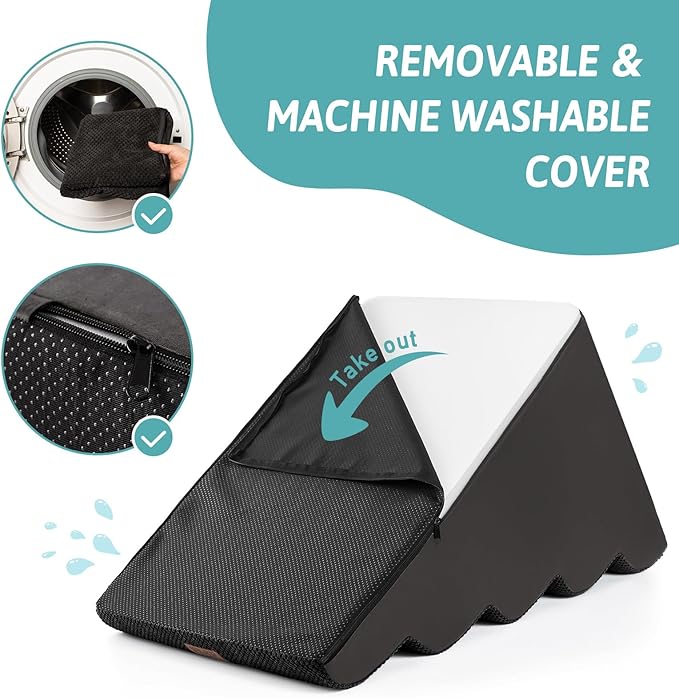 Extra Wide Dog Stairs 19.7" Width, Large Pet Step for Small Medium Dog, Puppy or Cat, Ramp for High Bed or Car, High Density Foam Ladder, Stable, 5 Step, 19.7x33x22.4 inch, Black-PurrikoPets