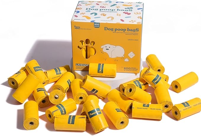 Dog Poop Bags Rolls Biodegradable 100% Leak Proof Thickened Dog Waste Bags - 600 Count 40 Rolls - Cornstarch Based Doggie Poop Bag for Small and Big Dogs(Unscented)-PurrikoPets