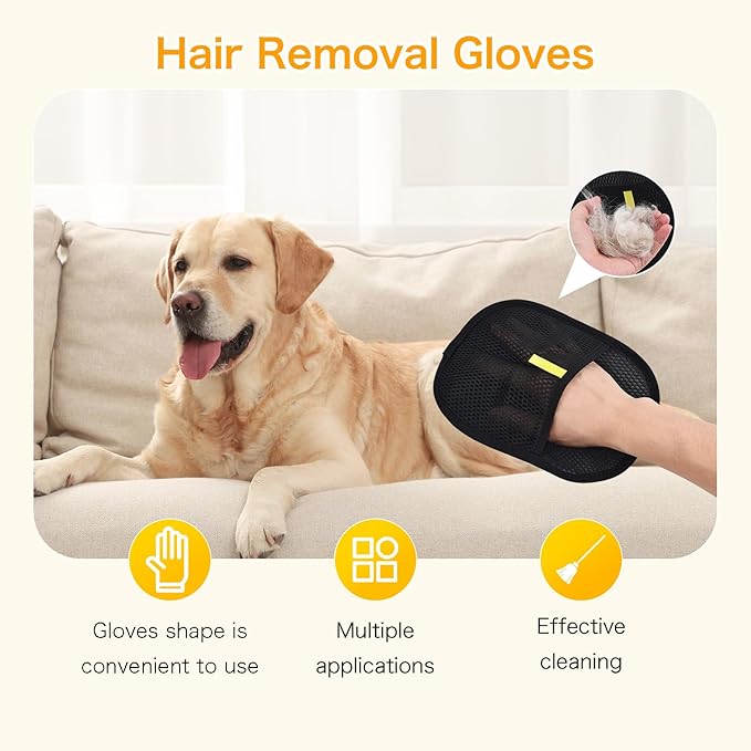 5pc Pet Hair Removal Gloves, Reusable Cats & Dogs Pet Hair Removal Tool,Efficient Pet Hair Removal Electrostatic Gloves is Suitable for Clothes, Sofas, Beds and Carpets-PurrikoPets