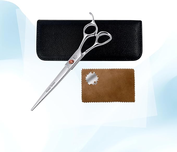 Dog Grooming Scissors: 7 inch Pet Straight Shears Made Of Japanese 440C Advanced Stainless Steel Professional Grooming Scissors for Dogs Cats and Other Pets-PurrikoPets
