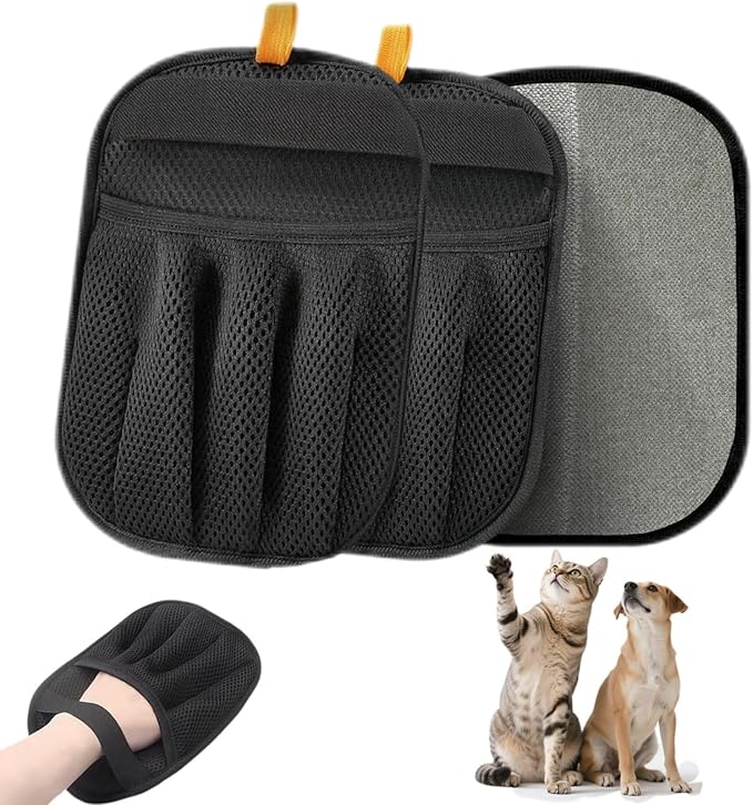 2Pcs Pet Hair Remover Gloves for Cats & Dogs, Electrostatic Pet Hair Removal Glove Brush, Upgraded Reusable Animal Fur Removal Tool, Pet Grooming Gloves for Clothing, Couch, Carpet, Car Seatd-PurrikoPets