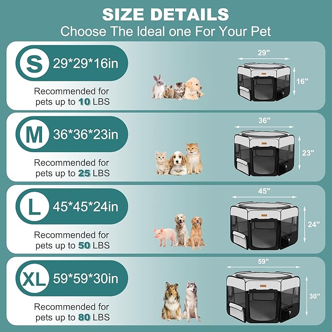 Dog Playpen, Portable Pet Play Pen for Cat, Puppies, Rabbits, Chickens, Foldable Large-Capacity Pet Tent for Indoor/Outdoor Travel Camping-PurrikoPets
