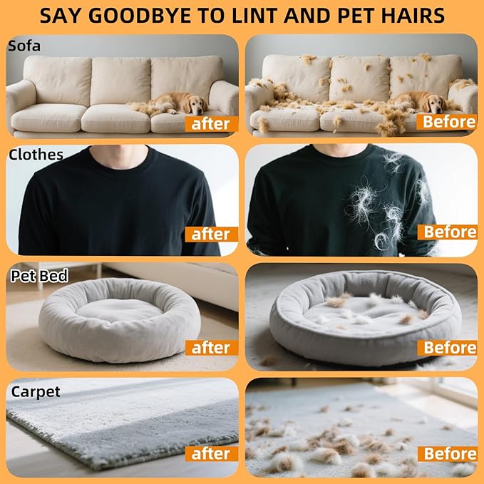 Electrostatic Pet Hair Removal Gloves for Cats&Dogs,2025 New Upgraded Reusable Quick De-Shedding Grooming Gloves,Animal Fur Remover Tool for Couch,Carpet,Furniture,Car Seat,Clothing,Curtain 1PcsYellow-PurrikoPets