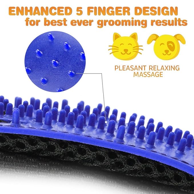 1 Pair Pet Grooming Glove,Gentle Deshedding Brush Glove Hair Remover Brush for Dogs,Cats & Horses with Long & Short Fur-PurrikoPets