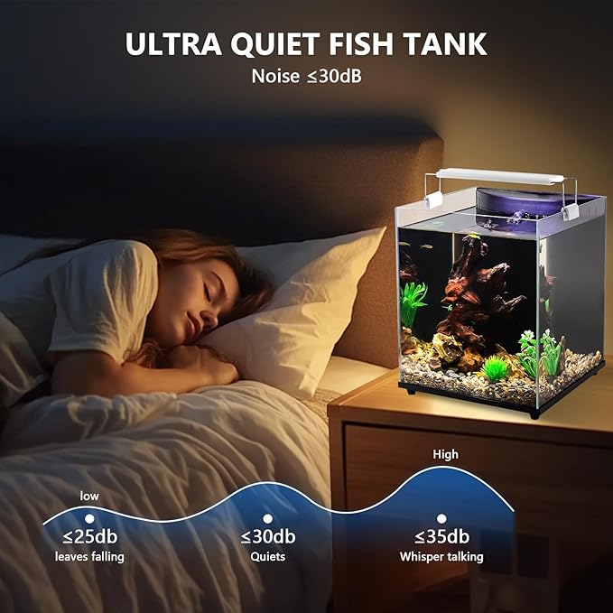 fishkeeper 5 Gallon Fish Tank Starter Kit, Small Aquarium with Filter and Adjustable 3 Color Lighting Self Cleaning Fish Bowl Rimless Aquarium for Beginners (Freshwater Fish Tank)-PurrikoPets