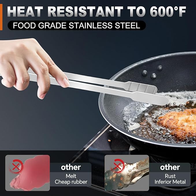 16 Inch long Kitchen Tweezers - 2 Pack large Tweezer Tongs for Cooking, Heavy Duty Stainless Steel Heat Resistant 600°F Food tweezers, Dishwasher safe-PurrikoPets