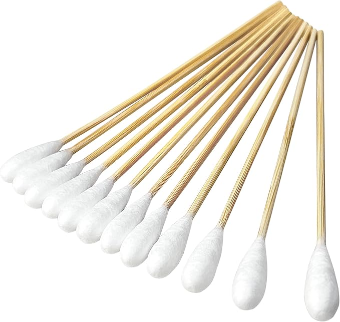 100 PCS Professional Dog Ear Cleaning Swabs - 6-inch Large Cotton Swabs, Gentle and Comfortable Bamboo Cotton Buds, Prevent Infections, Ideal Solution for Pet Ear Care-PurrikoPets