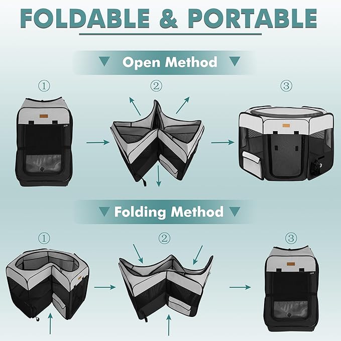 Dog Playpen, Portable Pet Play Pen for Cat, Puppies, Rabbits, Chickens, Foldable Large-Capacity Pet Tent for Indoor/Outdoor Travel Camping (Size XL Without Carry Bag)-PurrikoPets