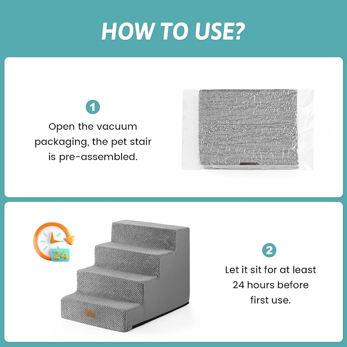 Dog Stairs for Small Dogs, 4 Tier Wider Pet Stairs for Couch and Beds, 17.7" H Non-Slip Dog Steps for Old Cats, Puppy, Small Medium Dogs, 17.7x23.6x17.7 inch, Grey-PurrikoPets