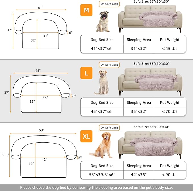 GGIB Calming Dog Bed Fluffy Plush Dog Mat for Furniture Protector with Removable Washable Cover for Large Medium Small Dogs and Cats (Large, Rust White)-PurrikoPets