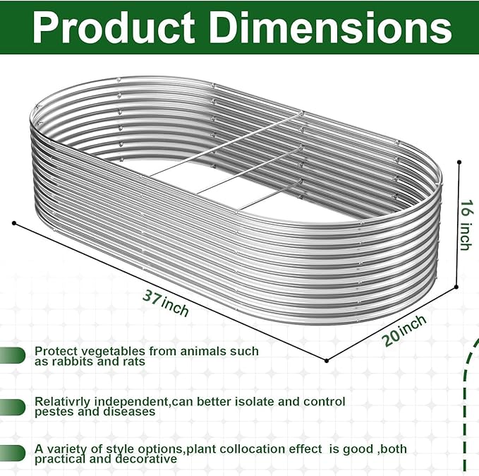 FRIZIONE 2pcs Tall Galvanized Raised Garden Bed Outdoor,Steel Garden Bed for Vegetables,Above Ground Garden Box for Flower,Metal Raised Beds for Gardening-PurrikoPets